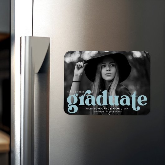 Vet Typografie Sky Blue Photo Afstuderen Magneet