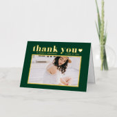 Vet Typografie Smaragd Groen Afstuderen Dank u Folie Wenskaart (Voorkant)