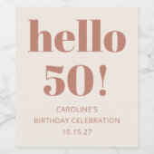 Vet Typografie Terracotta Modern 50ste verjaardag Wijn Etiket (Enkel label)