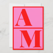 Vet Typografie Vibrant roze rood monogram bruiloft Kaart (Voorkant)
