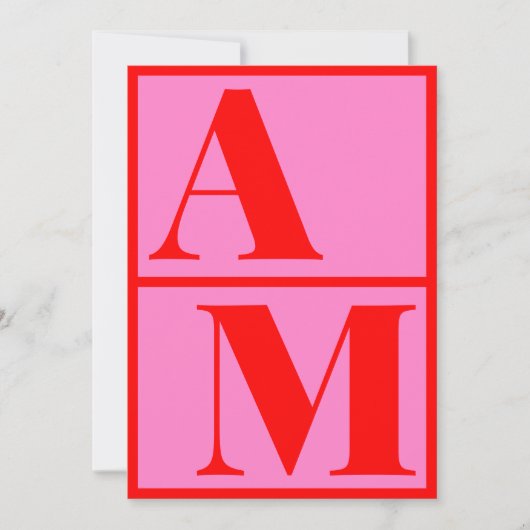 Vet Typografie Vibrant roze rood monogram bruiloft Kaart (Voorkant)