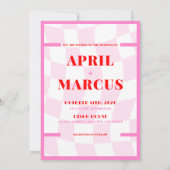 Vet Typografie Vibrant roze rood monogram bruiloft Kaart (Achterkant)