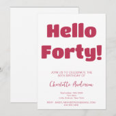 Vet Typografie Viva Magenta Modern 40e verjaardag Kaart (Voorkant / Achterkant)