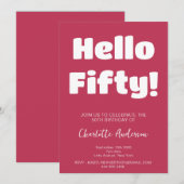 Vet Typografie Viva Magenta Modern 50ste verjaarda Kaart (Voorkant / Achterkant)