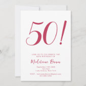 Vet Typografie Viva Magenta Trendy 50ste verjaarda Kaart (Voorkant)