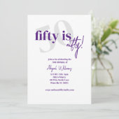 Vet Typografie w / Kalligrafie 50 Nifty Verjaardag Kaart (Staand voorkant)