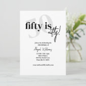 Vet Typografie w / Kalligrafie 50 Nifty Verjaardag Kaart (Staand voorkant)