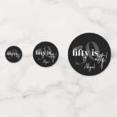 Vet Typografie w / Kalligrafie 50e Verjaardag Part Confetti (Voorkanten)