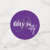 Vet Typografie w / Kalligrafie 50e Verjaardag Part Confetti (Kleine voorkant)