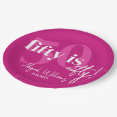 Vet Typografie w / Kalligrafie 50e Verjaardag Part Papieren Bordje (Gekanteld)