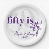 Vet Typografie w / Kalligrafie 50e Verjaardag Part Papieren Bordje (Voorkant)