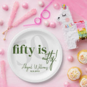 Vet Typografie w / Kalligrafie 50e Verjaardag Part Papieren Bordje (Feest)