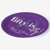 Vet Typografie w / Kalligrafie 50e Verjaardag Part Papieren Bordje (Gekanteld)