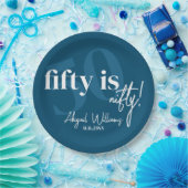 Vet Typografie w / Kalligrafie 50e Verjaardag Part Papieren Bordje (Feest)