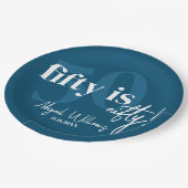 Vet Typografie w / Kalligrafie 50e Verjaardag Part Papieren Bordje (Gekanteld)