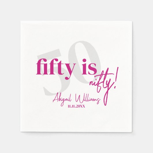 Vet Typografie w / Kalligrafie 50e Verjaardag Part Servet (Voorkant)