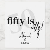 Vet Typografie w / Kalligrafie 50e Verjaardag Part Wijn Etiket (Enkel label)