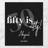 Vet Typografie w / Kalligrafie 50e Verjaardag Part Wijn Etiket (Enkel label)