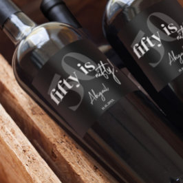 Vet Typografie w / Kalligrafie 50e Verjaardag Part Wijn Etiket