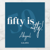 Vet Typografie w / Kalligrafie 50e Verjaardag Part Wijn Etiket (Enkel label)