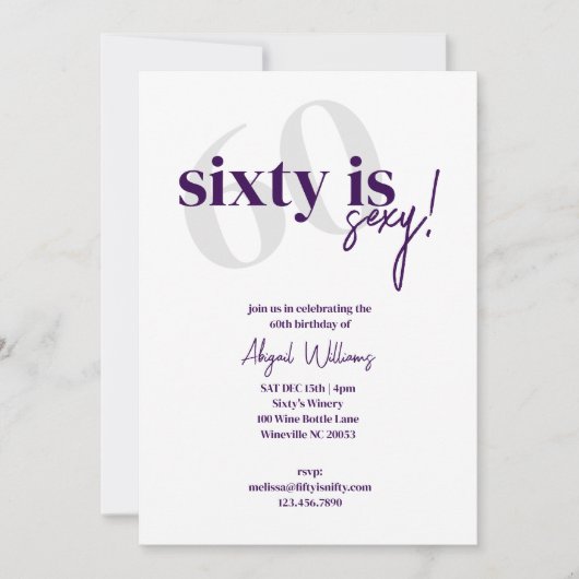 Vet Typografie w / Kalligrafie 60 is Sexy Verjaard Kaart (Voorkant)
