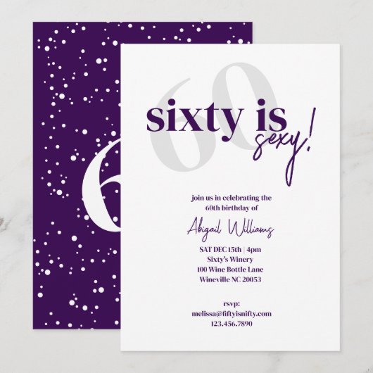 Vet Typografie w / Kalligrafie 60 is Sexy Verjaard Kaart (Voorkant / Achterkant)