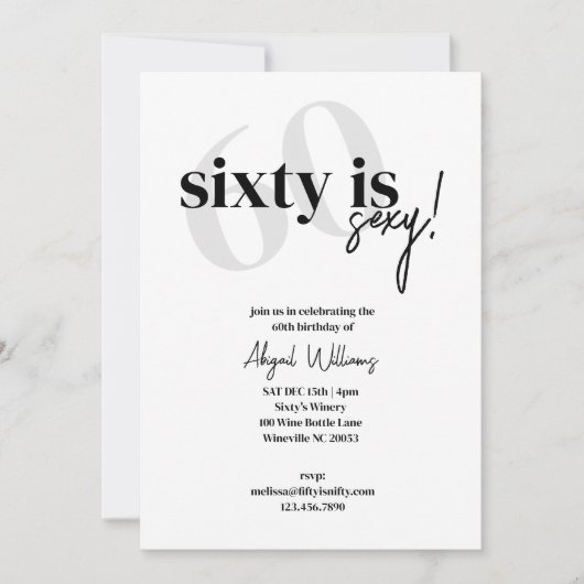 Vet Typografie w / Kalligrafie 60 is Sexy Verjaard Kaart (Voorkant)