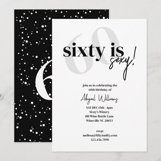 Vet Typografie w / Kalligrafie 60 is Sexy Verjaard Kaart (Voorkant / Achterkant)