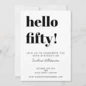 Vet Typografie Wit Modern 50ste Verjaardagsfeest Kaart (Voorkant)