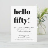 Vet Typografie Wit Modern 50ste Verjaardagsfeest Kaart (Staand voorkant)