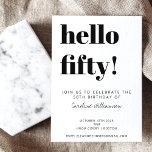 Vet Typografie Wit Modern 50ste Verjaardagsfeest Kaart<br><div class="desc">Vet Typografie Moderne 50ste verjaardag Party uitnodiging in het wit. - Alle tekst is bewerkbaar,  zodat deze voor elke leeftijd kan worden gebruikt</div>