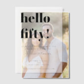 Vet Typografie Wit Modern 50ste Verjaardagsfeest Vellum Uitnodigingen (Offset (Koppel))