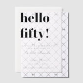 Vet Typografie Wit Modern 50ste Verjaardagsfeest Vellum Uitnodigingen (Offset (Uitnodiging))