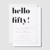 Vet Typografie Wit Modern 50ste Verjaardagsfeest Vellum Uitnodigingen (Offset)