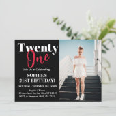 Vet Typografie Zwart Modern 21st Verjaardagsfeest Kaart (Staand voorkant)