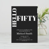 Vet Typografie Zwart Modern 50ste verjaardag Kaart (Staand voorkant)