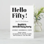 Vet Typografie Zwart-wit 50ste verjaardag Kaart (Staand voorkant)