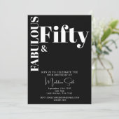 Vet Typografie Zwart Wit Modern 50ste verjaardag Kaart (Staand voorkant)