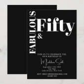 Vet Typografie Zwart Wit Modern 50ste verjaardag Kaart (Voorkant / Achterkant)