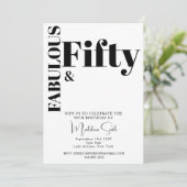 Vet Typografie Zwart Wit Modern 50ste verjaardag Kaart (Staand voorkant)