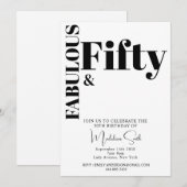 Vet Typografie Zwart Wit Modern 50ste verjaardag Kaart (Voorkant / Achterkant)