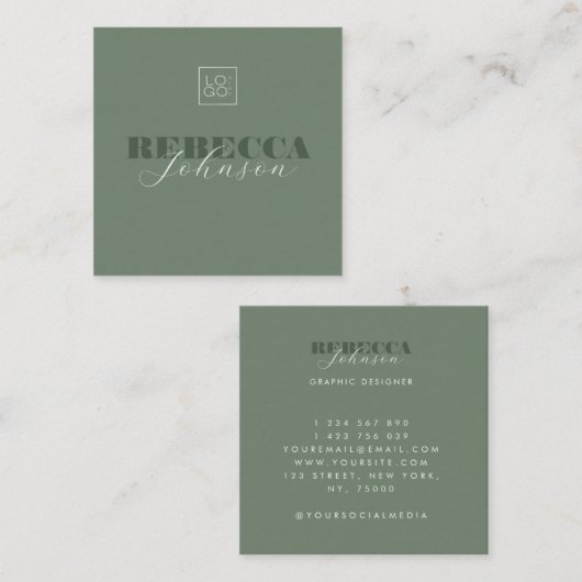 Vet Typografiescript Aangepast Logo tot een minimu Vierkante Visitekaartje (Voorkant / Achterkant)