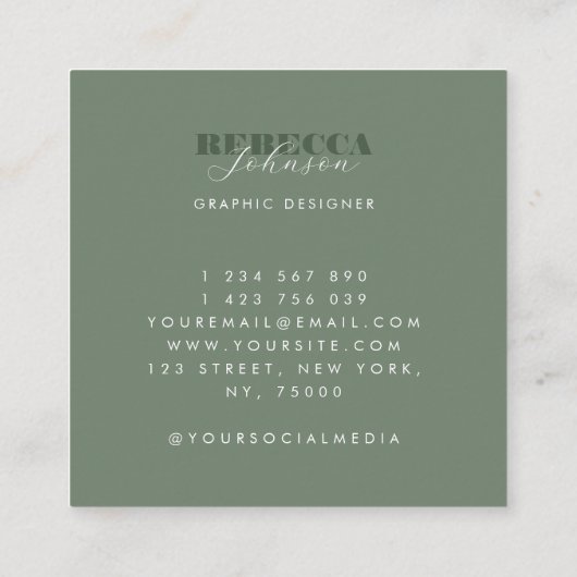 Vet Typografiescript Aangepast Logo tot een minimu Vierkante Visitekaartje (Achterkant)