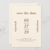Vet Typografisch Neutraal Mocha Modern Bruiloft Save The Date (Voorkant / Achterkant)