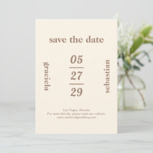 Vet Typografisch Neutraal Mocha Modern Bruiloft Save The Date