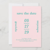 Vet Typografisch Roze Blauwgroen Modern Bruiloft Save The Date (Voorkant)
