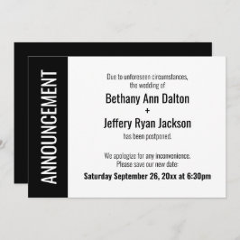 Vet Uitgestelde bruiloft aankondiging