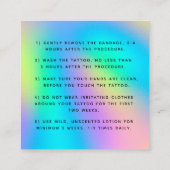 Vet Unicorn RegenboogTattoo Nazorginstructies Vierkante Visitekaartje (Achterkant)