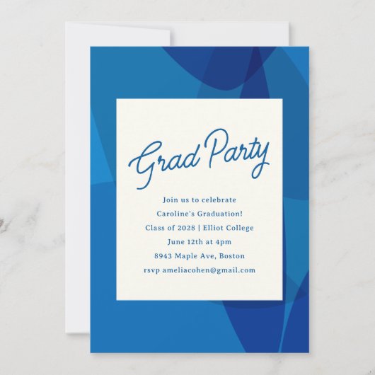 Vet Uniek Abstract Blauw Afstudeerfeest Kaart (Voorkant)