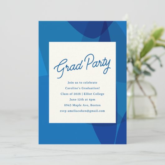 Vet Uniek Abstract Blauw Afstudeerfeest Kaart (Staand voorkant)